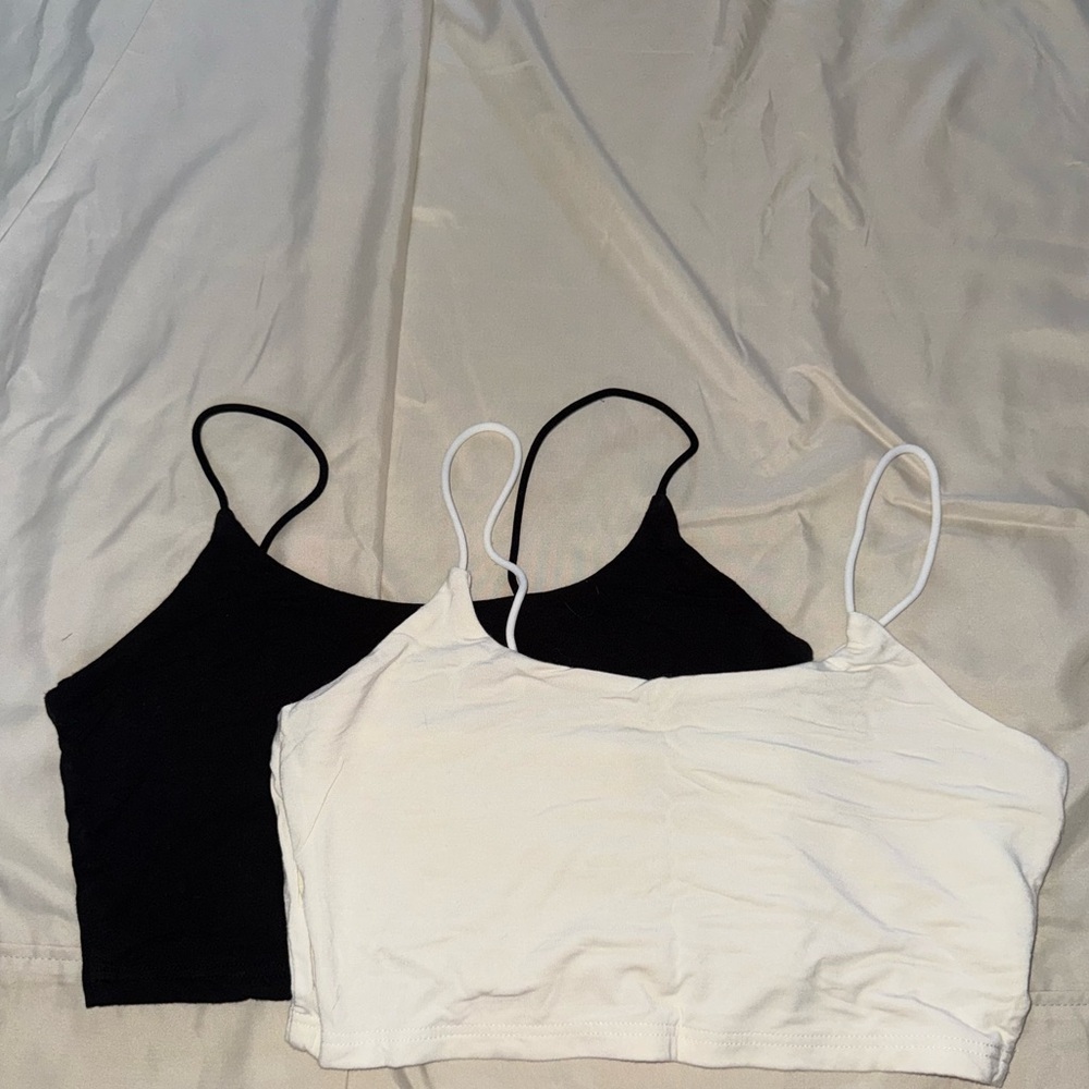SHEIN Dual-Tone Black and Cream Camisole Pair